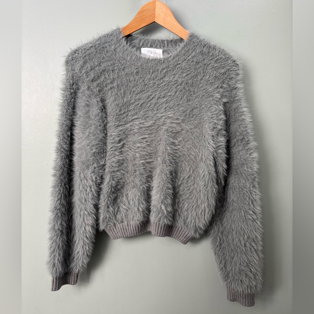 Zara Gray Fuzzy Sweater girls 11-12